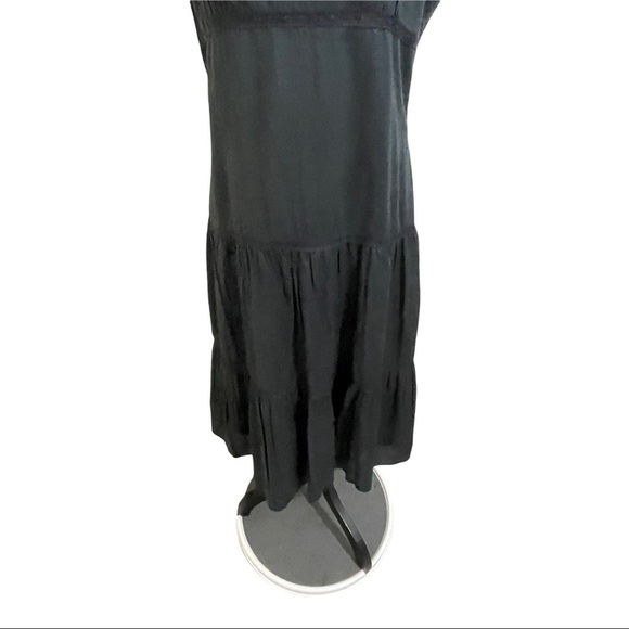 Tommy Hilfiger maxi dress size 10 tierd cotton with lace inserts black. - Picture 4 of 15